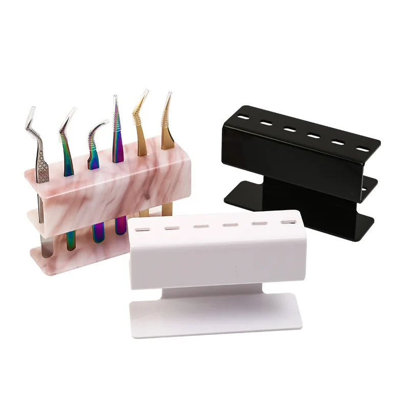 Set di 6 supporti per pinzette per ciglia in acrilico, strumenti per il trucco durevoli con comodo ripiano per estensioni delle ciglia