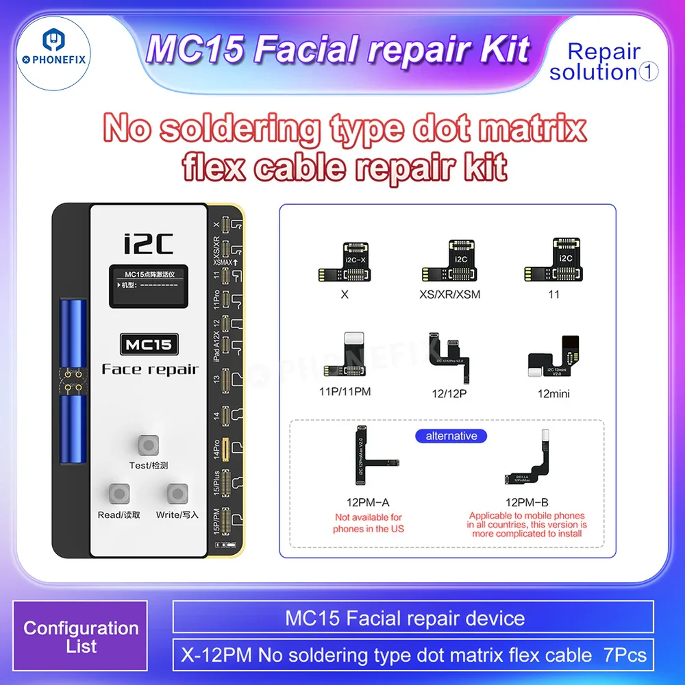 i2C MC15 No Sodering Face ID Flex Cable for iPhone X-15 Pro Max Matrix Dot Projector Fault Detection Repair Tool No Disassembly