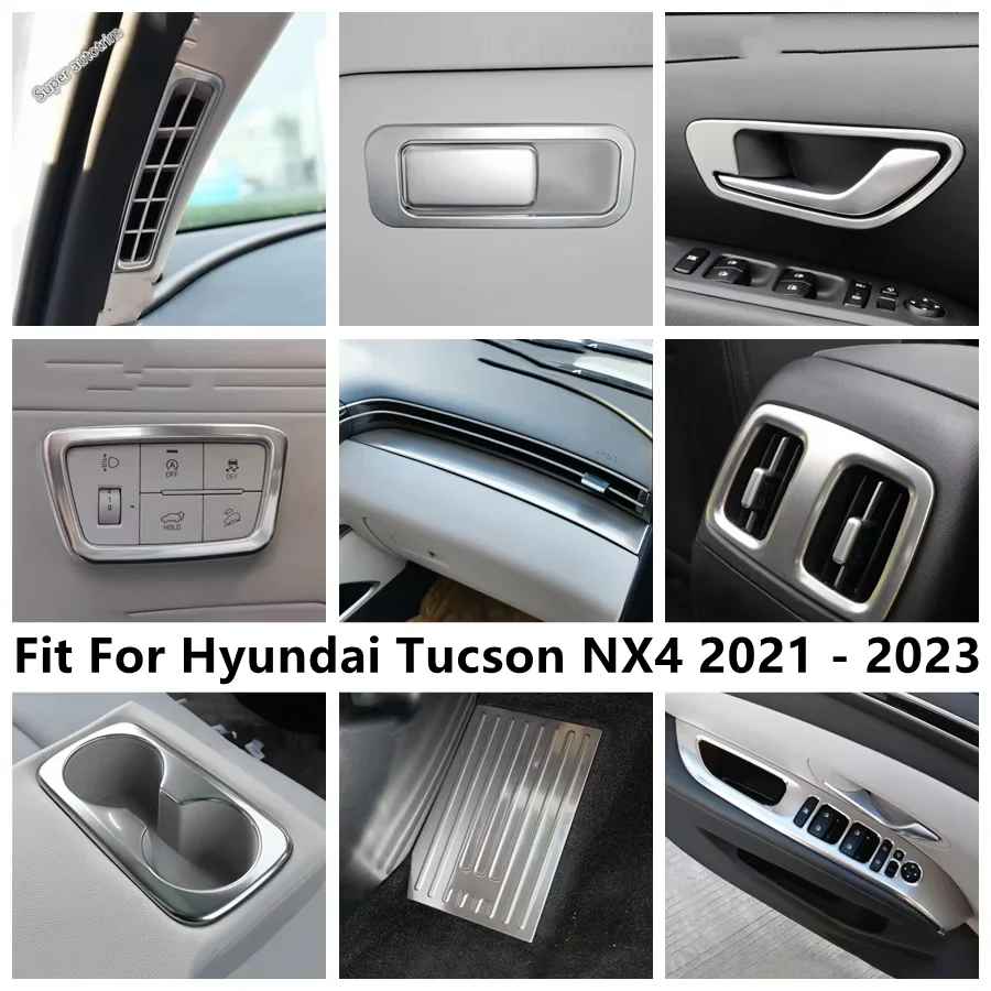 

Head Lights Lamp Switch Button / Gloves Box Handle Buckle Cover Trim Silver Modified Accessory For Hyundai Tucson NX4 2021- 2023