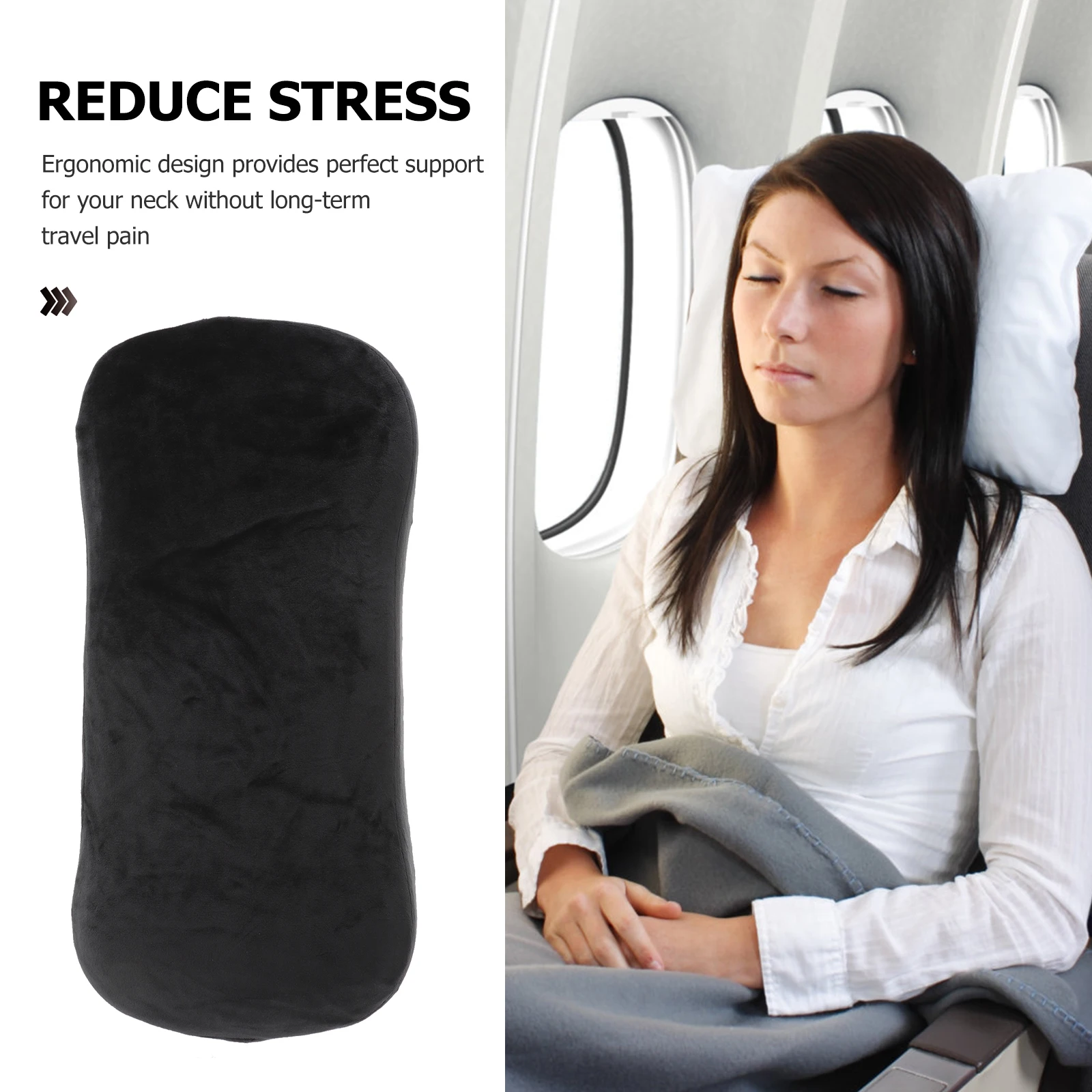 

Portable Memory Foam Pillow Sleeping Neck Pillows Office Nap Camping Black Travel Cushion Individual