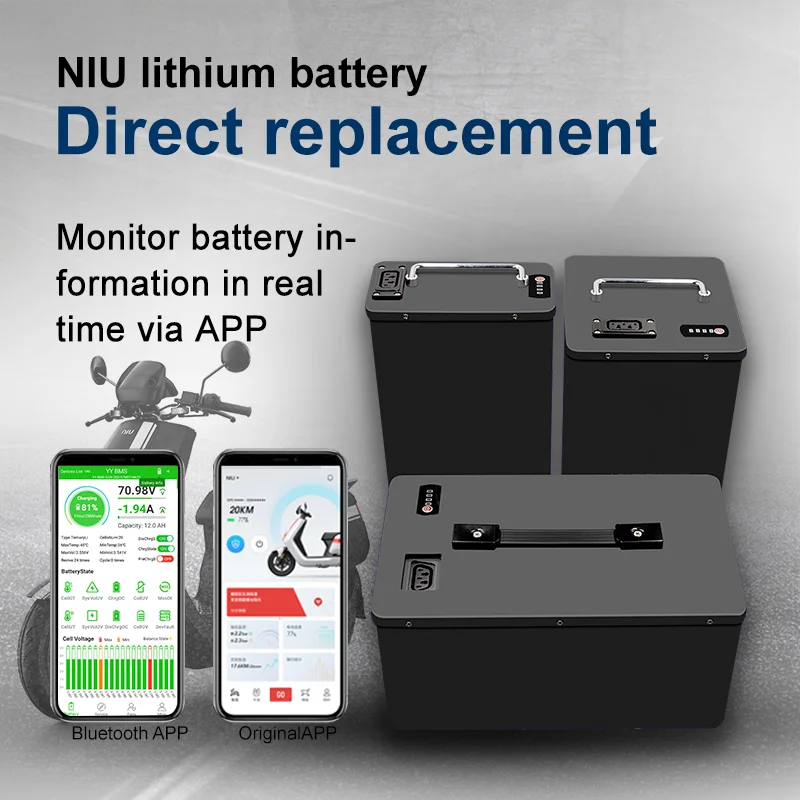 

For NIU MQi UQi Lithium Battery Replacement Bluetooth APP 21700 18650 Rechargeable Batterries Large Capacity Fast Charging