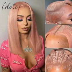 Pink Blonde Bob Wig Human Hair Short Rose Gold Human Hair Wigs 13X4 HD For Women Strawberry Blonde Straight BOB Lace Front Wig