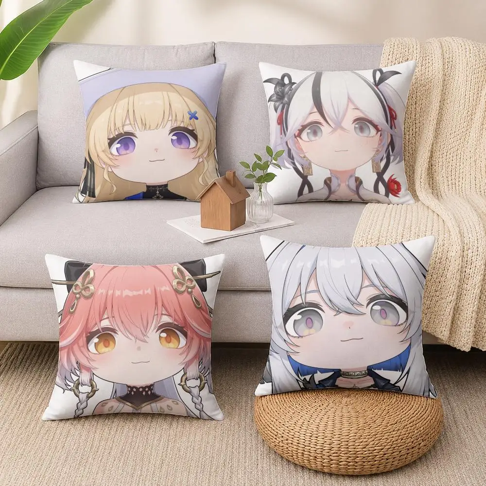 Changli  Jinhsi Wuthering Waves Cushion Cover Soft Short Plush Pillow Cases Hidden Zipper Cutecore Sofa Bedroom Home Decor Gift
