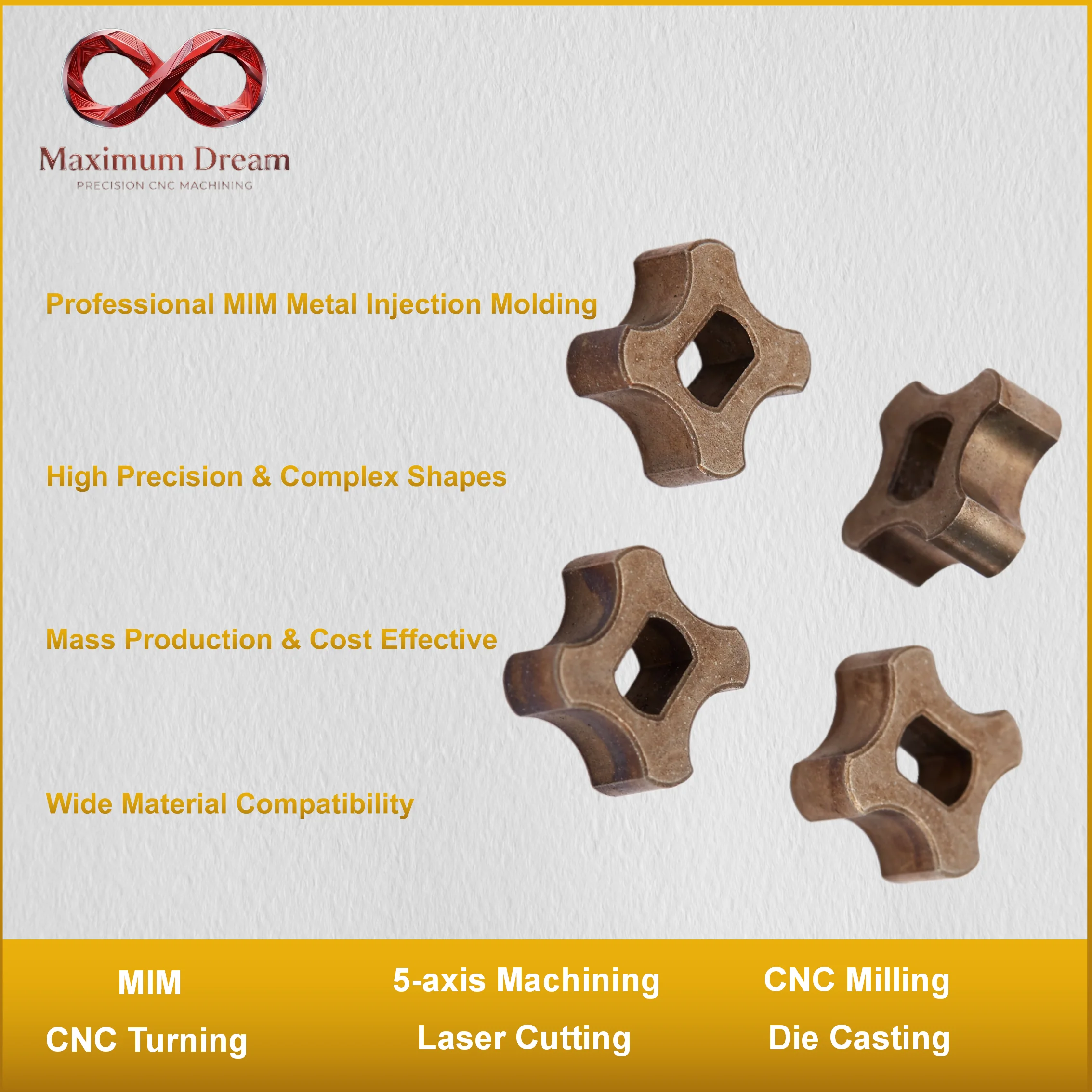 MIM Sintered Metal Injection Molding Custom Miniature Structural Parts for Medical Device Precision Instrument