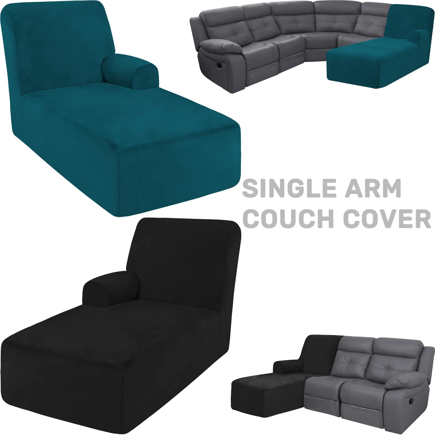 

Velvet Single Arm Chaise Lounge Indoor Slipcover Right and Left Stretch Couch Covers Living Room Bedroom Lounge Chaise Slipcover