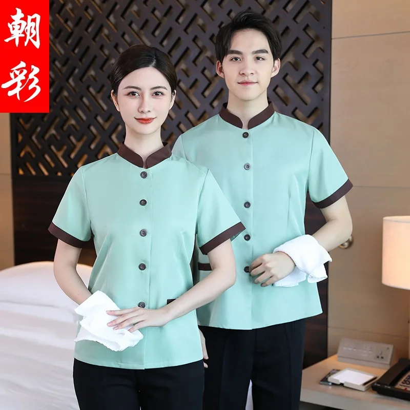 

Hotel Cleaning Service Uniform Short Sleeve PA Housekeeping Property Aunt Work Clothes Set Simple CBD Office Cleaning Clothes Su