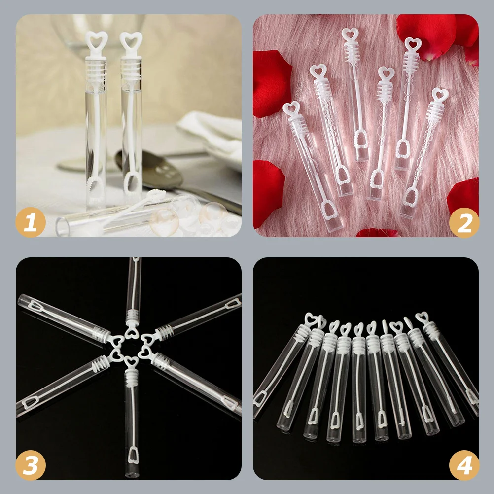 24 Uds varitas de burbujas vacías Mini tubos de burbujas rellenados en forma de corazón de plástico para niños recuerdos de fiesta actividades de festivales al aire libre