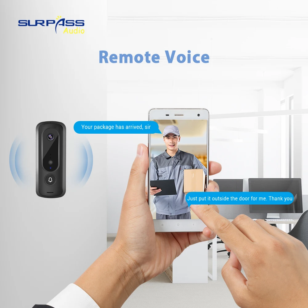 Smart Tuya Video Doorbell WiFi Visual Door Bell Intercom 1080P Camara View Night Vision Audio Electronic Doorman Home Security