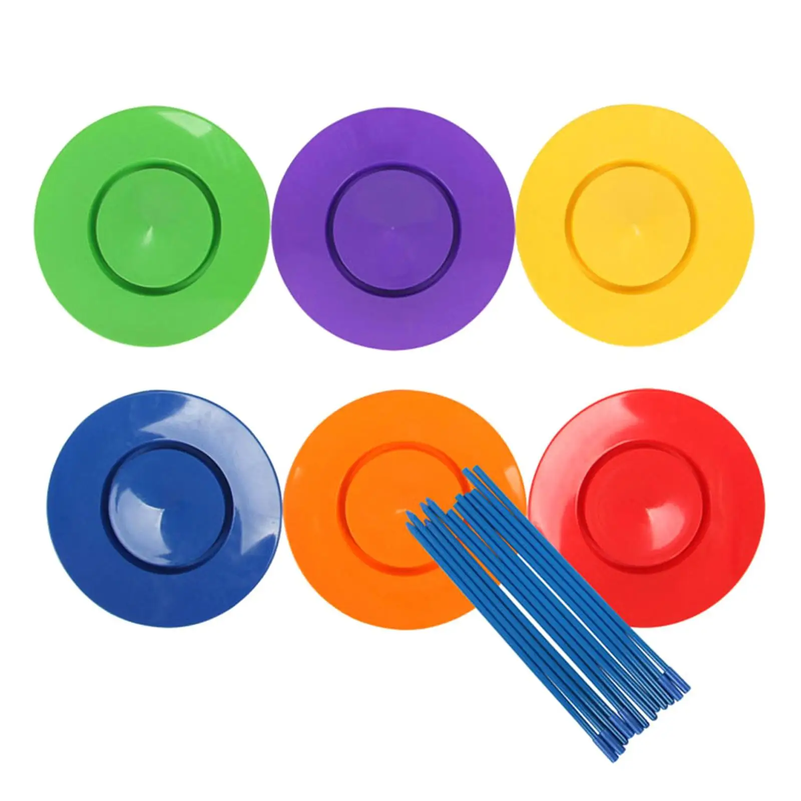 6pcs Plates, 12pcs Sticks Juggling Plate Sticks  Games Balance Skills Toys Performance Props Balance Skills Tool