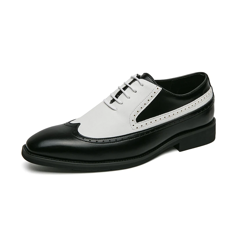 Spring black white leather shoes for men High quality wedding Dress shoes Business office loafers men shoe Luxury designer shoes