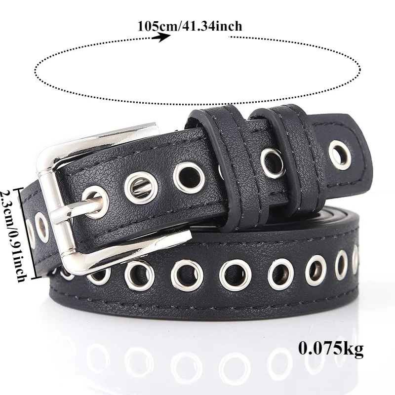 Fashionable Minimalist Metal Eyelet Belt  No Holes Require  Korean-Style Women's Versatile Belts with Openwork Design