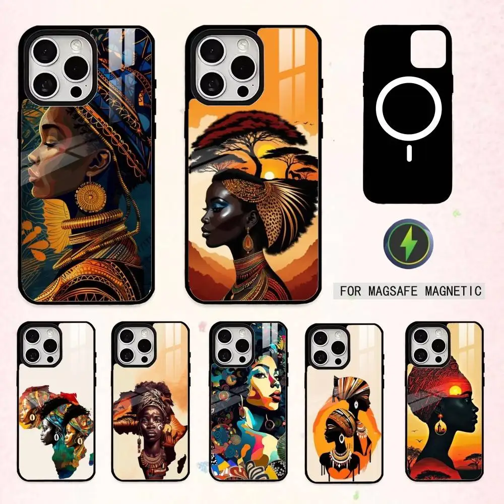 

A-African A-Art Phone Case For iPhone17,16,15,14,13,12,11 Plus,Pro Max Magnetic For Magsafe Wireless Charging