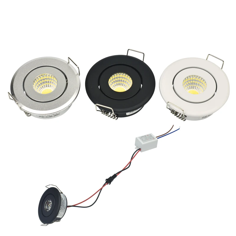 Mini LED typu Downlight oświetlenie punktowe sufitu COB 3W DIY gwiaździste niebo światła do szafki przycięte do domu 40-45mm AC85-265V