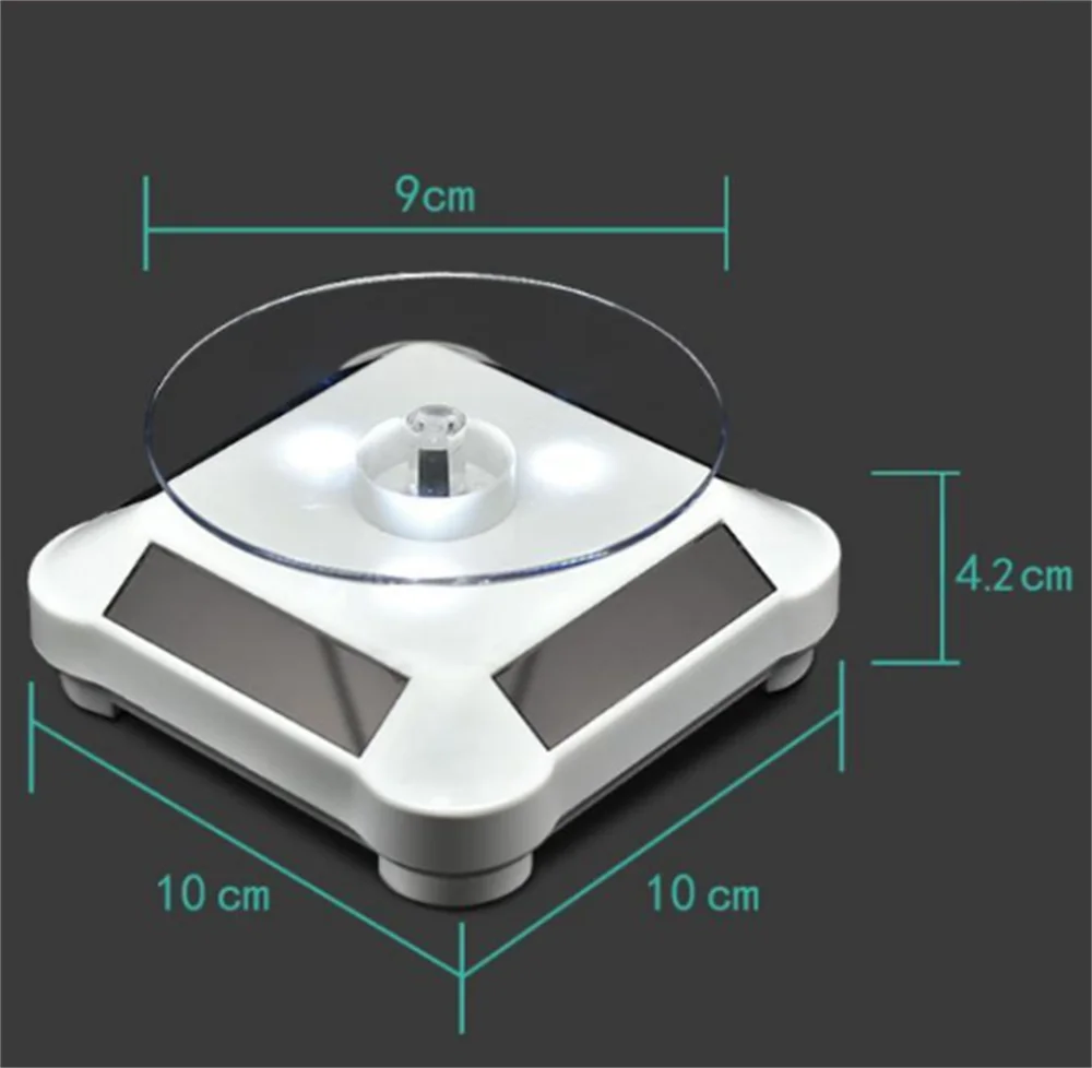 Turntable Suporte giratório 360 °, prateleira de exibição multicolor, Solar Power Jóias Spinner, Watch Hobby Coleção