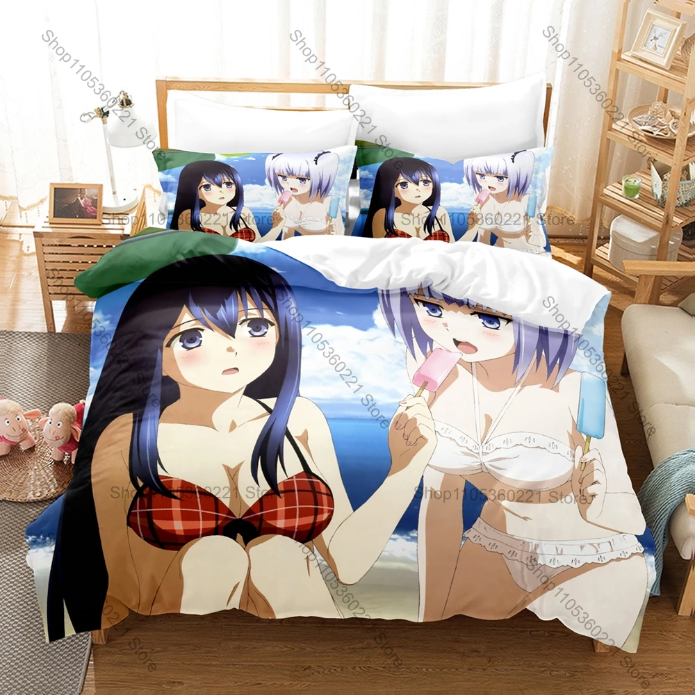 Cool Anime Collage Brynhildr Witch Girls Battle Scene Dark Sci-Fi Anime Merch 3PCS Bedding Duvet Cover 2 Pillowcases Home Decora