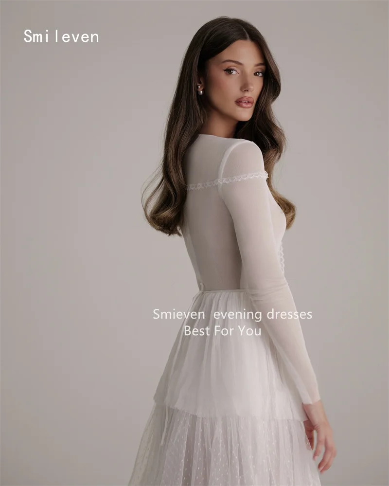 Smileven Sheer fabric A-line Stunning Prom Dresses Simple Gown Transparent Full Sleeve Party Evening Dress Customized 2026