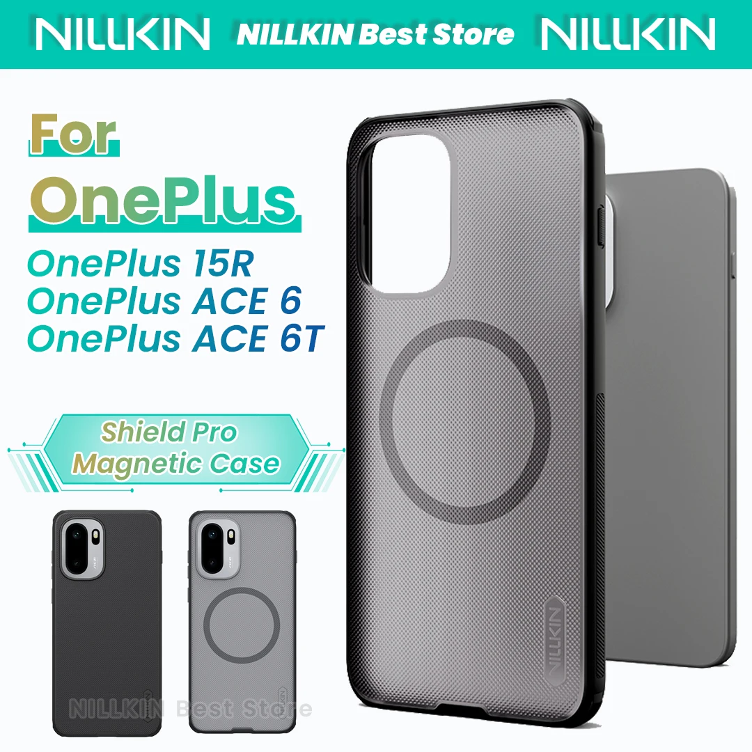 Funda Nillkin para OnePlus 15R ACE 6 ACE 6T, TPU+PC, con protección en las cuatro esquinas, Super Frosted Shield Pro, a prueba de golpes, magnética.