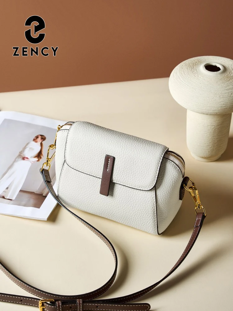Zency Stylish Simple Shoulder Bag Genuine Leather Crossbody Women Designer Handbag Roomy Pockets for Daily Work Satchels