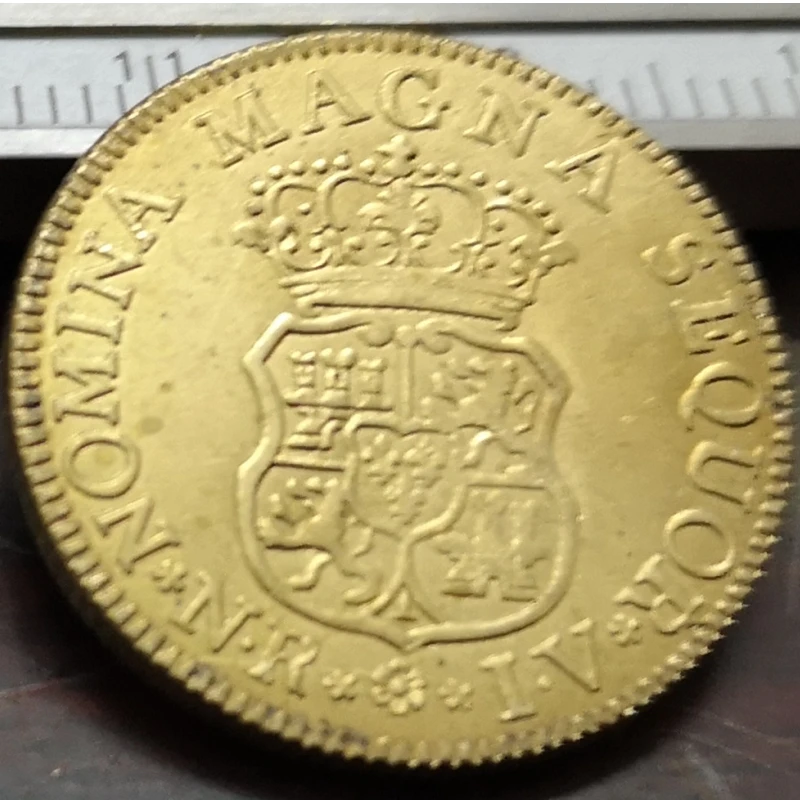 1761 Colombia- Colonial Real 2 Escudos - Carlos III (portrait of Fernando VI) Gold Copy Coin