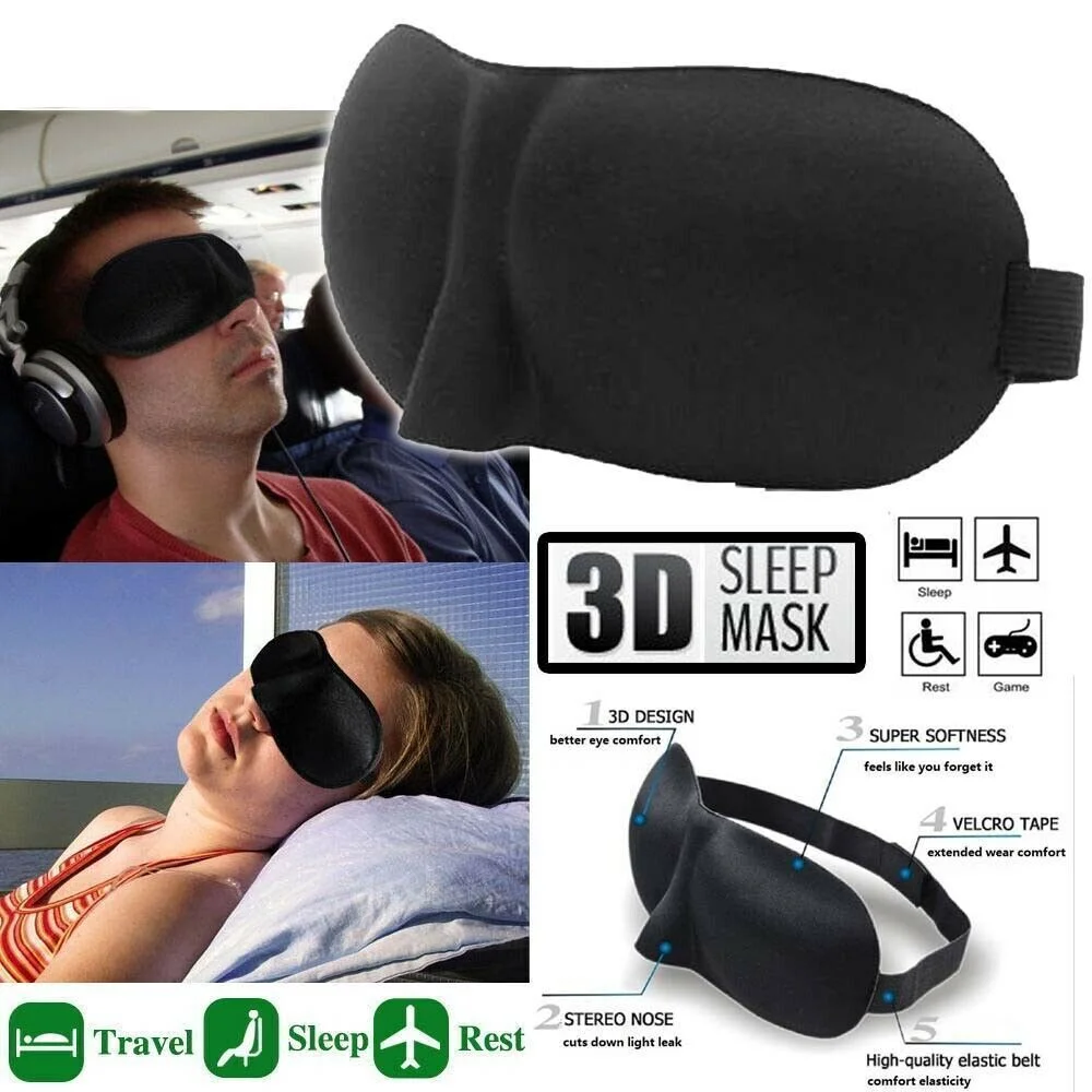 

Light Blocking 3D Eye Mask for Sleeping, Zero Eye Pressure Adjustable Night Blindfold Ultralight Travel Nap Eye Cover