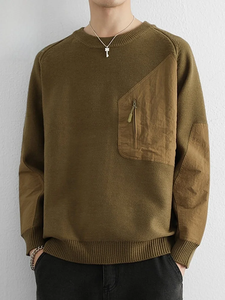 

round Ne Knitwear Loose Casual Spring 2026 Men's Faion Color Blo Sweater Comfortable Long Sve Crew Ne
