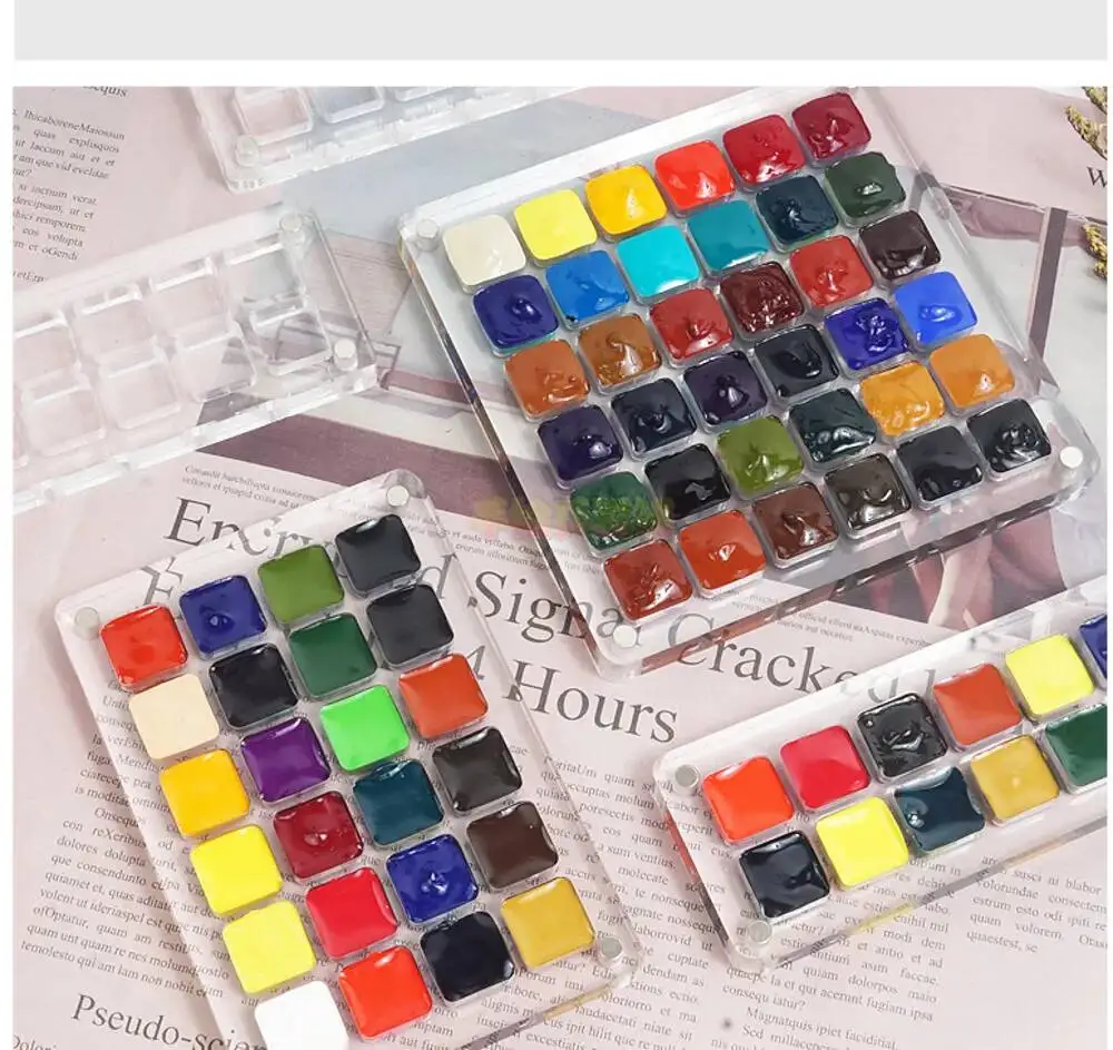 Acrylic Watercolor Paint Empty Box 16/36 Grid Transparent Palette Dustproof Magnetic Suction Stackable Portable Box Art Supplies
