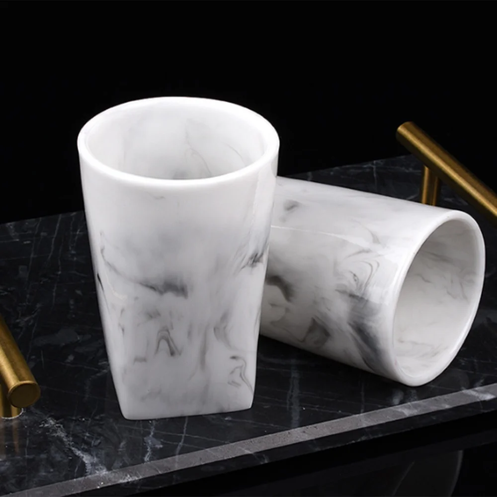 Resin Imitation Marble Bathroom Accessory Set Mouthwash Cup Soap Toothbrush Holder Shampoo Bottle Household Wash Set