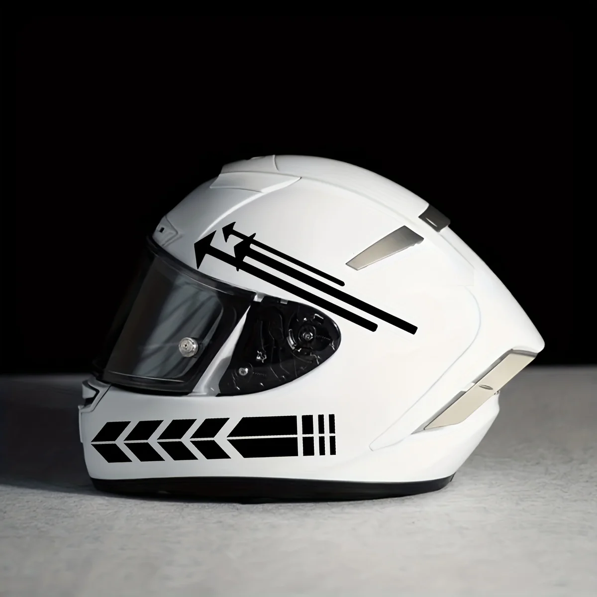 

1 Set Helmet Arrow Stripe Sticker 3 Colors Available Waterproof Vinyl Decal For Motorcycle