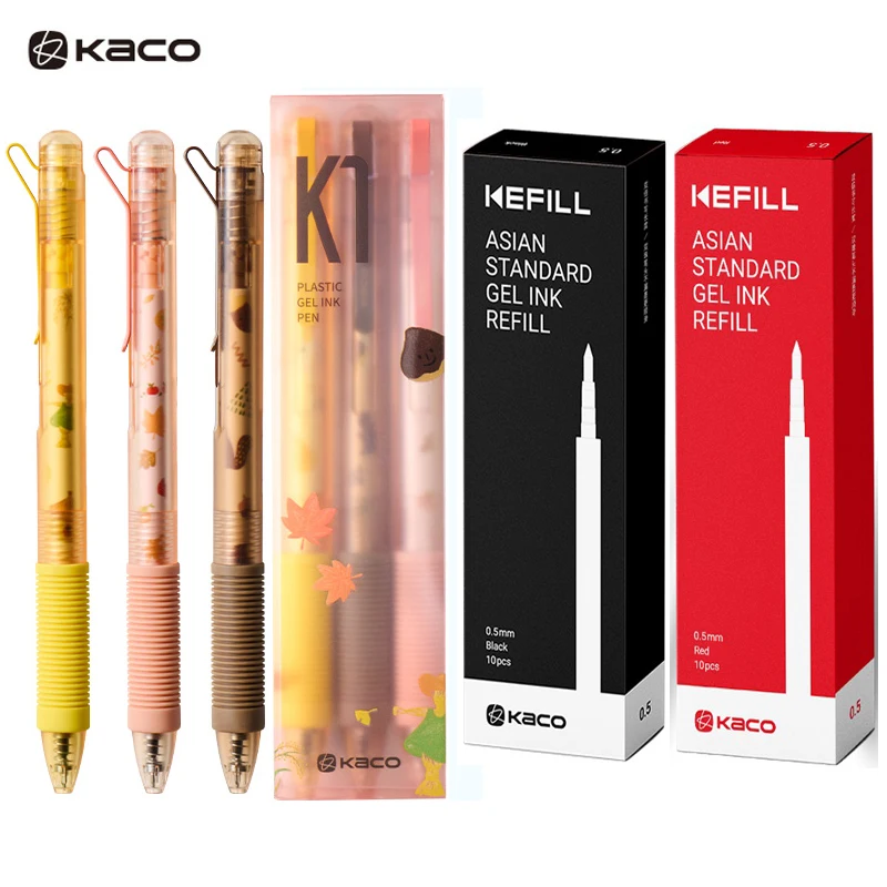 

KACO Nature Series Wood&Autumn Gel Pen Set,Minimalist Design Soft Grip 0.5mm Dual-Ball Tip,Smooth&Skip-Free For Homework,Signing