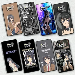 Sakurajima Mai Anime For Xiaomi Poco X6 X5 X4 X3 F4 F3 NFC M6 M5 M4 GT S Pro 4G 5G C65 Black Soft Phone Case