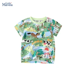 Little maven European and American Style Kids Clothes Summer Children Boys T-shirts Cartoon Animals Print Fashion Baby Boys Tees