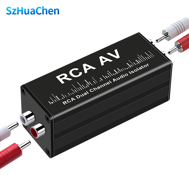 RCA Audio Isolator with 3.5mm Common Ground Noise Filter Anti-Interference Noise Canceller for Car Home Stereo System