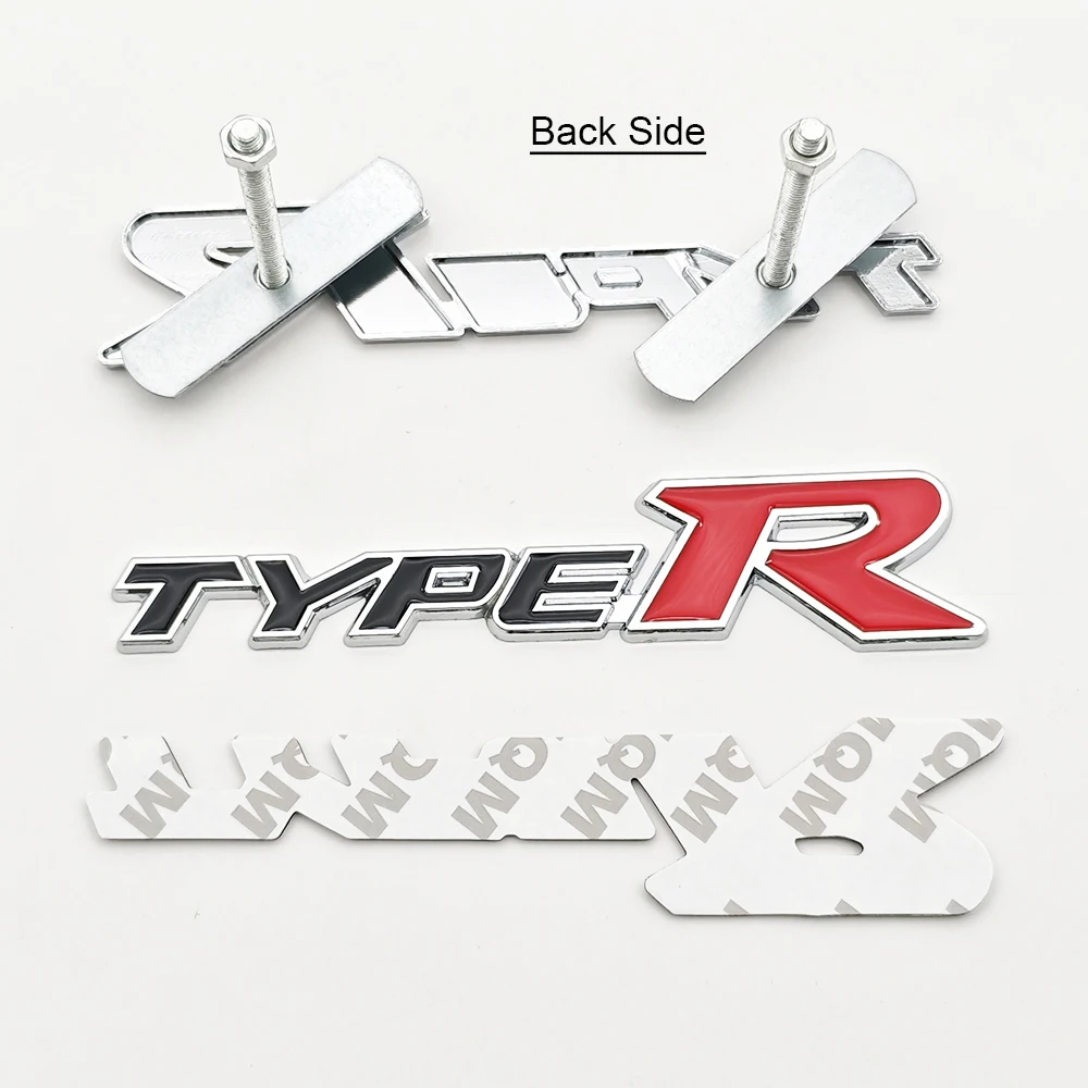 3D Metal Car Sticker Type-R Type-S Logo Front Grill Emblem Trunk Badge Decals For Honda Civic CRV HRV Accord Fit RS Acceessories