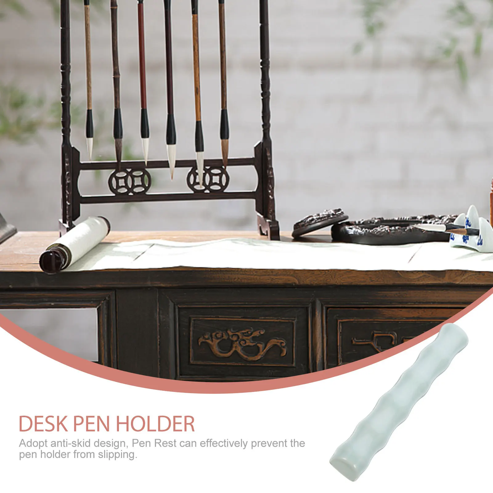 

Brush Stand Calligraphy Rest Ceramics Writing Rack Chinese Pen Holder Paperweight