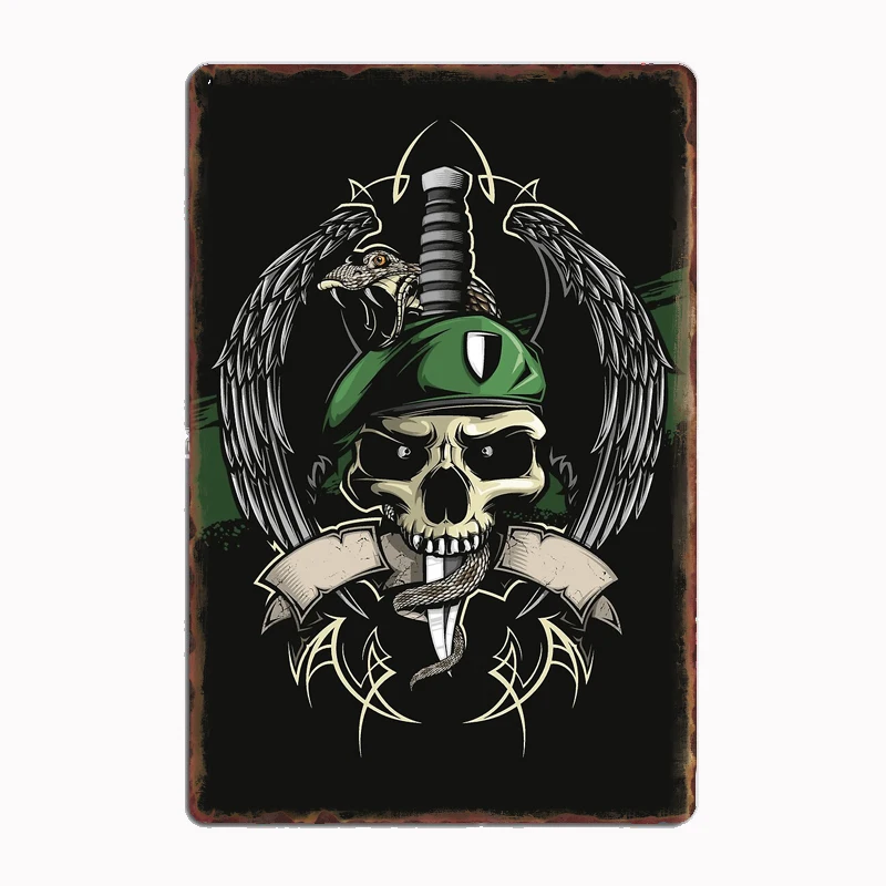 

Soldier Skull II Posters Metal Sign Kitchen Wall Art Decor Garage Room Decor Tin Home Decor