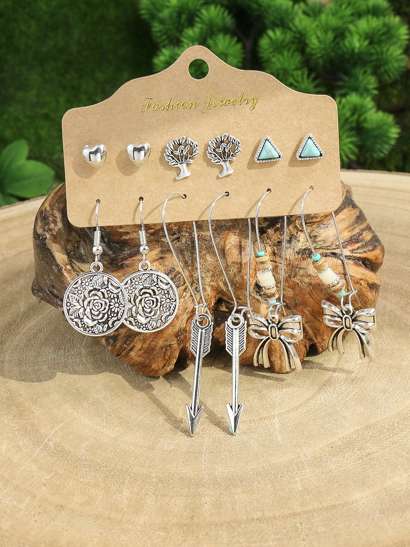 Vintage Ethnic Silver Color  Earrings for Women Boho Creative Geometric Earrings Jewelry Ear studs and earrings integrated