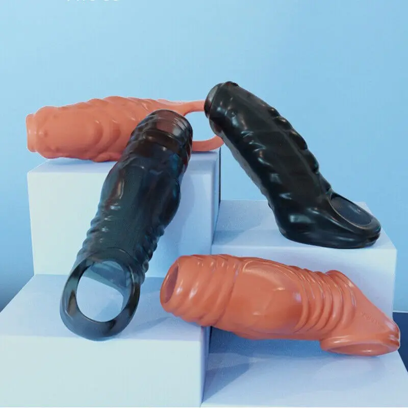 

Penis Sheath Male Penis Sleeve Girth Reusable Condom Extender Enlarger-Enhancer