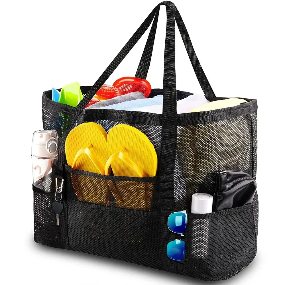 1pcs Unisex Large Capacity Multifunctional Mesh Handbag Beach Bag, Shopping Bag Suitable For Outdoor Sports Beach Swimming