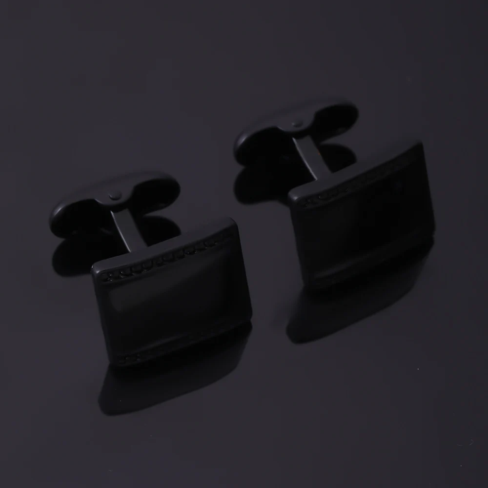 

New In Black Mens Cufflinks Unique Whale Back Closure Cuff Links Square Alloy Jewelry Accessories Gift For Darkness Man