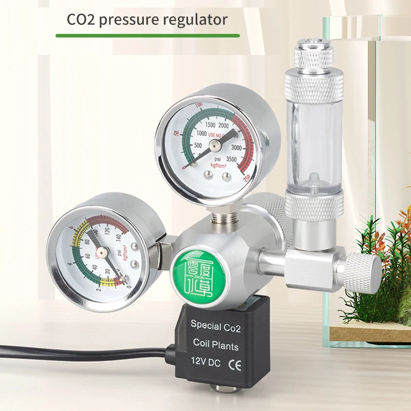 

Aquarium CO2 Pressure Regulator Fish Tank Reducing Valve Double Gauge Bubble Recorder Magnetic Solenoid Valve Kit W21.8 G5/8 M22