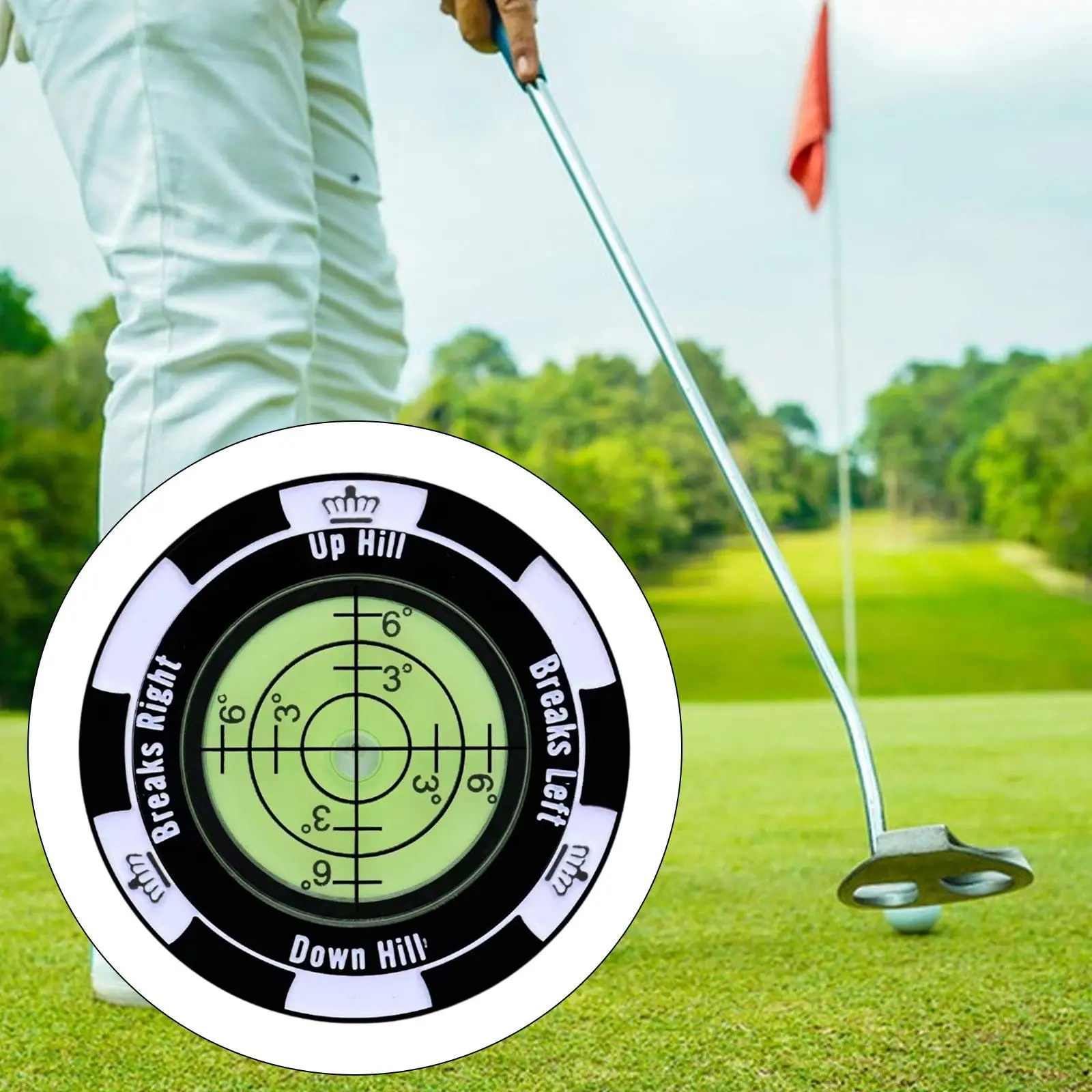 علامة كرة الجولف المستديرة على مستوى الفقاعات عالية الدقة لوضع القارئ الأخضر للجولف باللون الأسود #3