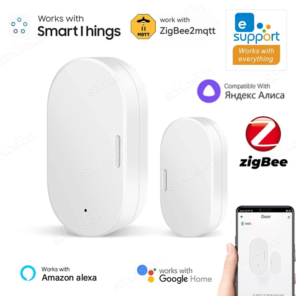 

eWeLink APP ZigBee Smart Door Window Sensor Smart Home Security Protection Door Open Closed Detector for Alexa Google Alice