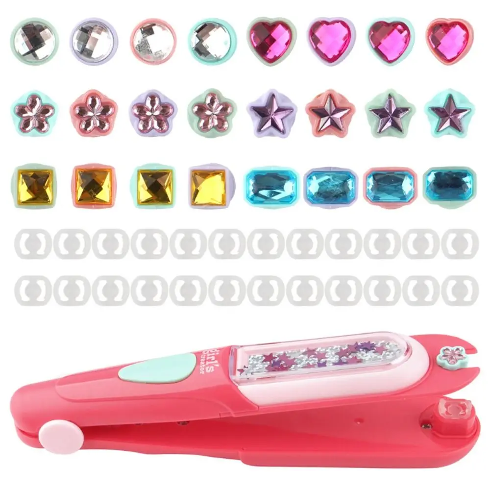 Estampador de gemas para el cabello reutilizable, diamantes brillantes, juego de simulación, joyas para el cabello para niñas, diseño de abrazadera, herramienta de peinado para niños