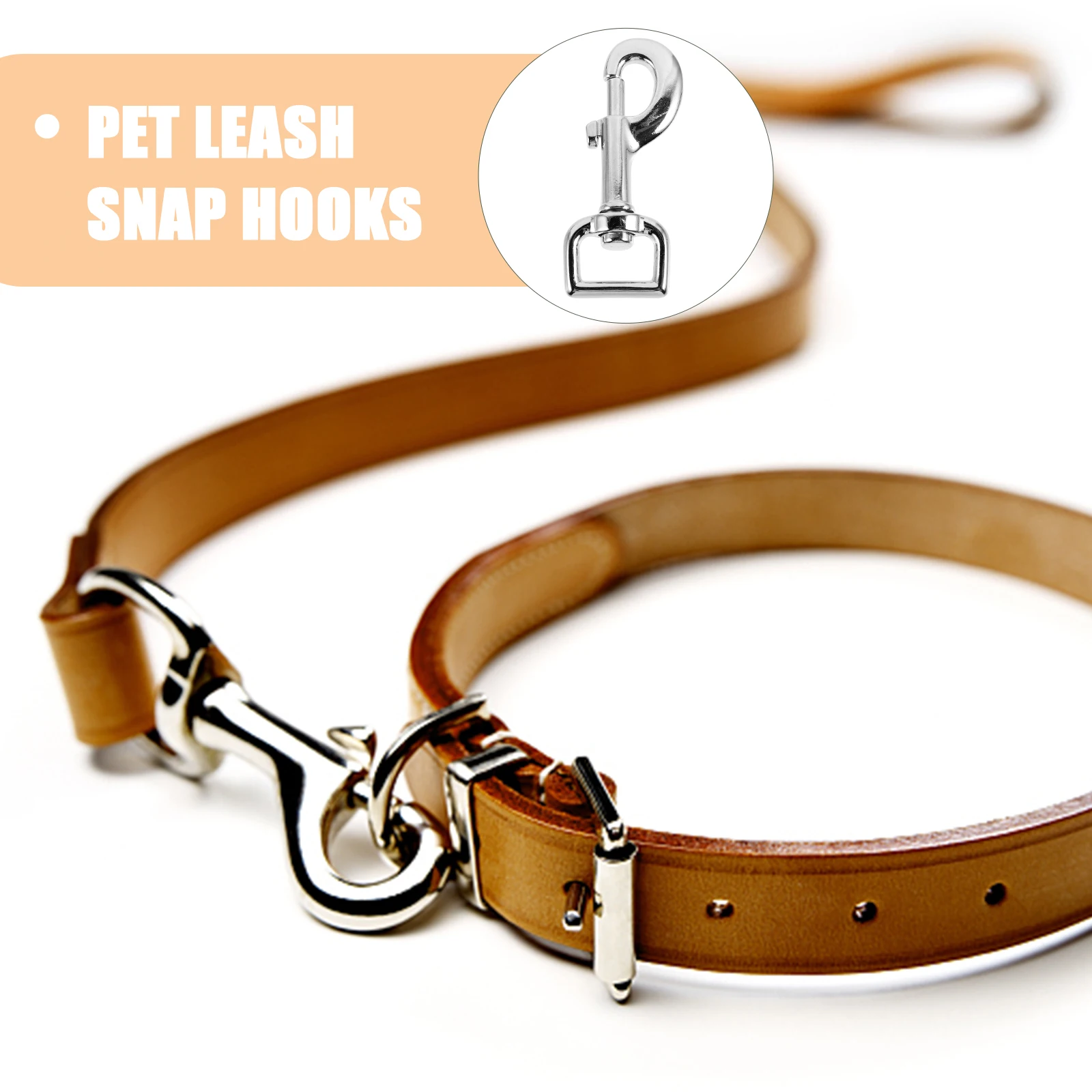 

2pcs Dog Clasp Metal Buckle 20MM White Nickel Durable Dog Leash Clip Metal Snap Hook for Pet Collars Luggage Backpacks