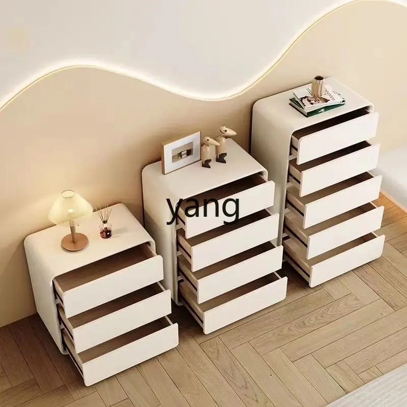 yjq simple modern bedroom solid wood chest of drawers living room wall storage cabinet cream wind light luxury