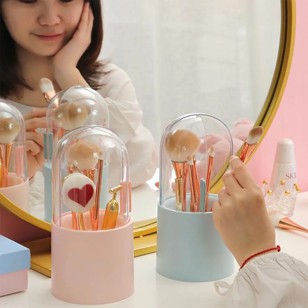 

Dustproof Sliding Lid with Pearls Eyebrow Pencil Case Makeup Brush Barrel Holder Cosmetic Organizer Makeup Brush Storage Box