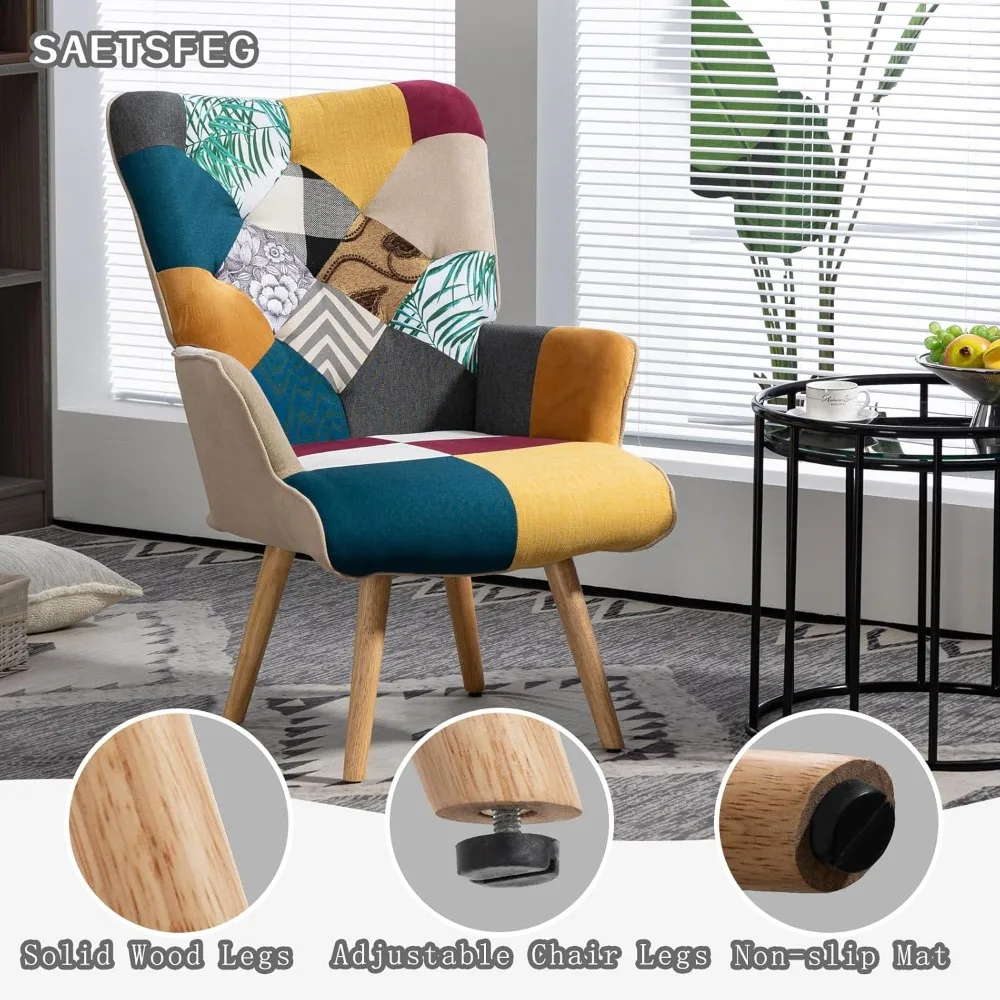 Coffee chair in the living room, plaid armchair in the bedroom, modern and comfortable chair for small spaces