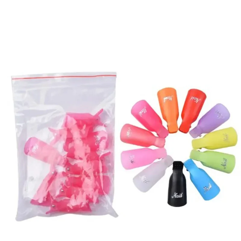 10/20/40Pcs สีสันเล็บอะคริลิค Soak Off หมวกคลิปเล็บทําความสะอาดเล็บ UV GEL Polish Soak off Wrap เครื่องมือสําหรับนิ้วมือ