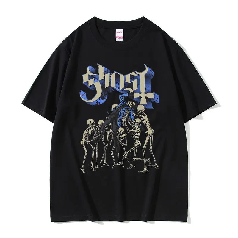 

Rock Ghost Band T-shirt Skeleton Graphic T Shirts Men's Vintage Rock Metal Tees Male Casual Oversized Tshirt Unisex Streetwear