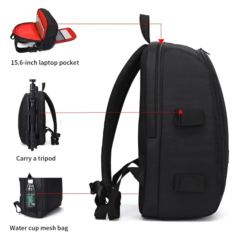 Bolsa de cámara con lente Digital, mochila de fotografía al aire libre, tela impermeable ligera, gran capacidad, multidiversión